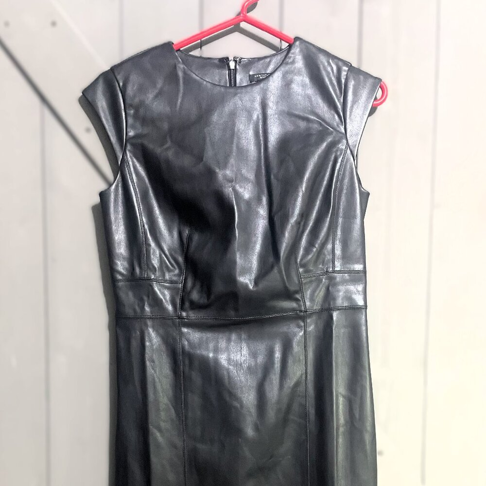 Ann Taylor Black Faux Leather Dress